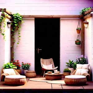 Lifestyle 3d Render: Balcony Garden With Comfortable Textiles With Image, There