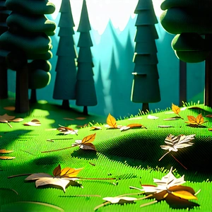 Nature Isometric Design: Autumn leaves in sunlit clearing