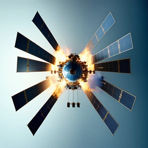 A Large, Intricate Spacecraft With A Blue Center, Surrounded By A Multitude Of Smaller