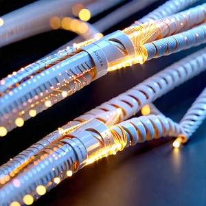 Close-up Of Fiber Optic Cables With Close-up Bunch