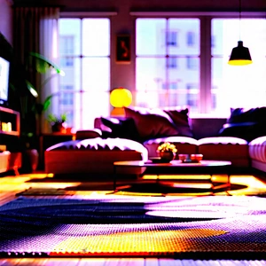 Lifestyle Tilt-shift Photography: Cozy Living Room With Warm Lighting With Black White