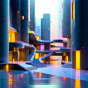 Futuristic Innovation Hub With Futuristic Cityscape