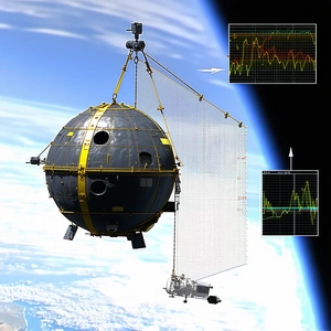 A Large Spacecraft Is Being Towed By A Smaller Spacecraft
