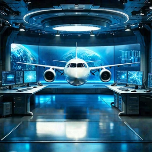 Aerospace Technology In Tech Office With Large White