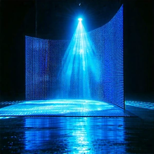 Tech Lithograph: Entertainment Technology In Research Center With Blue Light