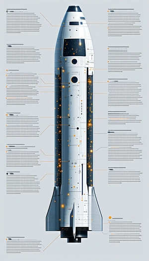 A Large Rocket Ship Is Shown In A Diagram, With Various Parts Labeled