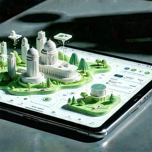 Tablet With User Interface With Large City