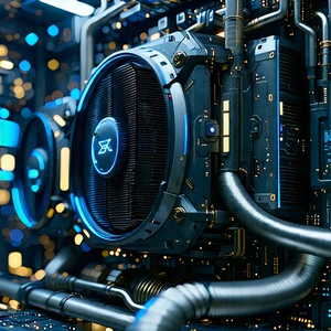Close-up Of Cooling System With Futuristic Computer