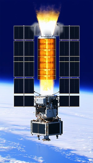 A Space Station Is Shown In The Image, With A Large Solar Panel On The Side