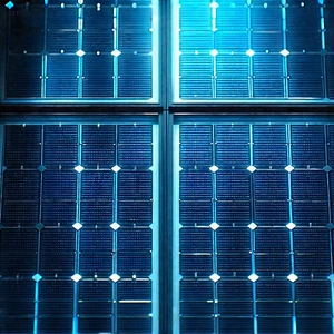 Solar Panel With Blue Light Glow With Large Window