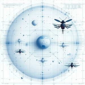 In This Image, There Are Three Insect-like Creatures Flying Around A Blue Planet