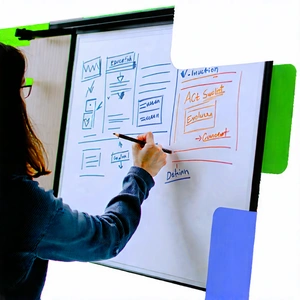 Business Blender Artwork: Education professional using digital whiteboard