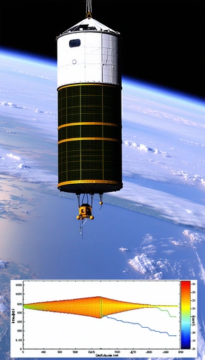 A Large Spacecraft Is Flying Through The Air, With A Satellite Attached To The Bottom Of It