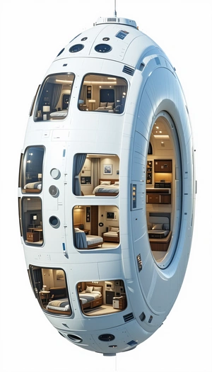 A Futuristic, Circular Spacecraft With A Large