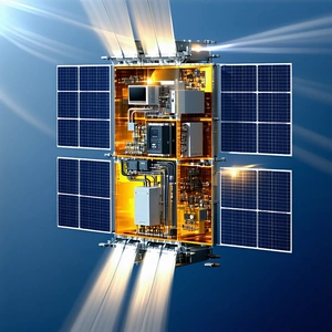 A Spacecraft With A Solar Panel On Its Side