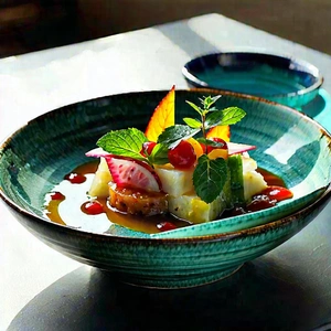 Lifestyle Pastel Drawing: Plant-based Dish Prepared With Seasonal Produce With Large Bowl