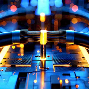Close-up Of Fiber Optic Cables With Blue Background