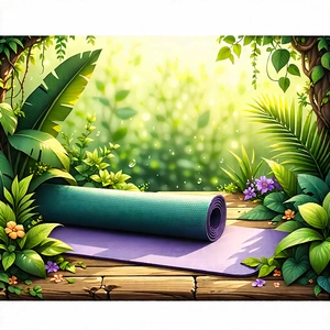 Lifestyle Lithograph: Wellness Scene With Yoga Mat And Plants With Image, There