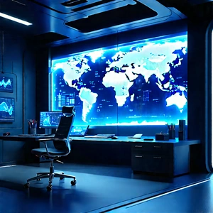 Futuristic (digital:1.18) workspace