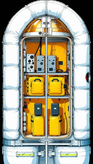 In The Image, There Is A Yellow And White Boat With A Large Storage Area