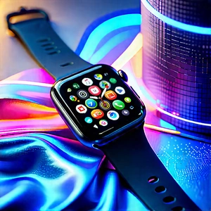 Smart Watch With Streaming Content With Black Apple