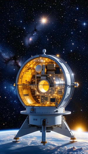 A Large White Dome Is Sitting In The Middle Of A Dark Sky