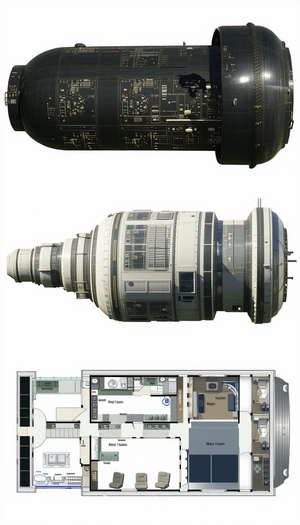 three-dimensional illustration space station