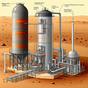A Large Industrial Plant Is Shown In A Drawing, With A Large Tank And A Series Of Pipes And Valves