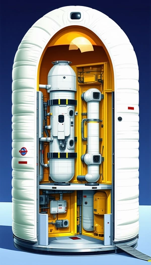 In The Image, There Is A Large White Spacecraft With A Hollow Center