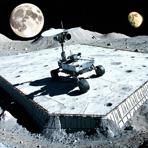 A Large Rover On A White Surface, Possibly A Moon Or A Planet