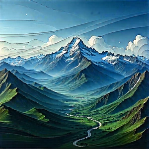 Nature Vector Art: Aerial view of mountain range
