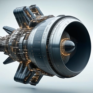 A Large, Futuristic Engine Is Shown In A Close-up View