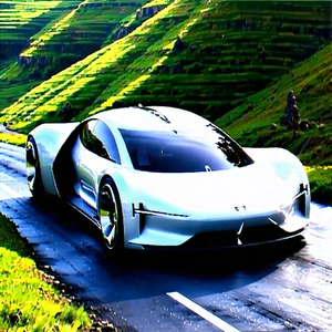 Tech Landscape Photography: Innovative Electric Vehicle Design With White Sports