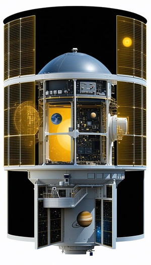 large satellite shown close-up view