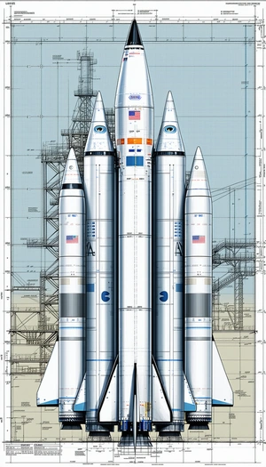 A Drawing Of A Rocket Ship Is Shown, With Three Different Sections Of The Rocket