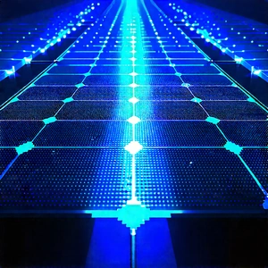 Solar Panel With Blue Light Glow With Black White