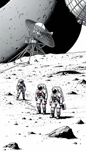 In The Image, There Are Three Astronauts Walking On The Moon