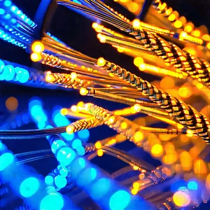 Close-up Of Fiber Optic Cables With Close-up Blue