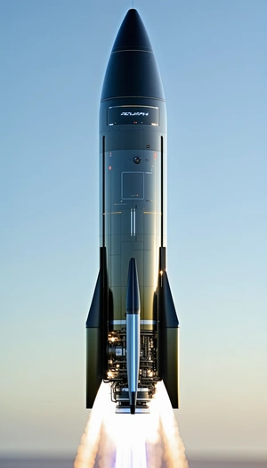 A Large Rocket Ship With A Missile On Top Of It