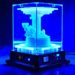 3d Printer With Blue Light Glow With Blue Light