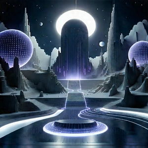 Machine Learning Visualization With Futuristic Scene,