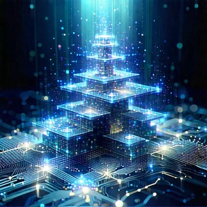 Blockchain Network Visualization With Three-dimensional, Blue-lit