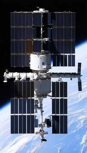 A Large Space Station With A White And Gray Color Scheme