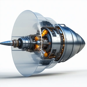 A Large, Open Engine With A Clear Glass Dome On Top