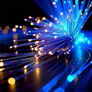Close-up Of Fiber Optic Cables With Close-up Blue