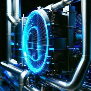 Close-up Of Cooling System With Large Blue
