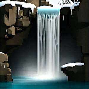 Nature Unreal Engine: Waterfall in winter snow
