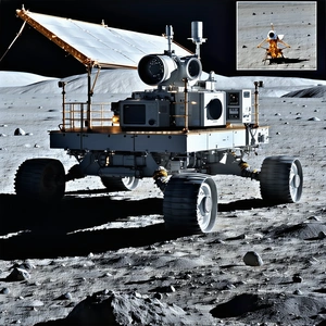 A Large Rover Vehicle On The Moon's Surface