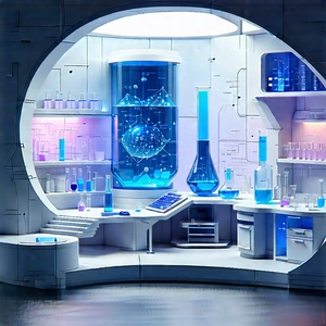(futuristic:1.15) Research Laboratory With Image, There