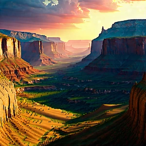 Nature Cinema 4D: Canyon during sunrise